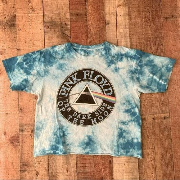 Pink Floyd the dark side of the moon tie dye short sleeve crop top t-shirt - M - Picture 1 of 6